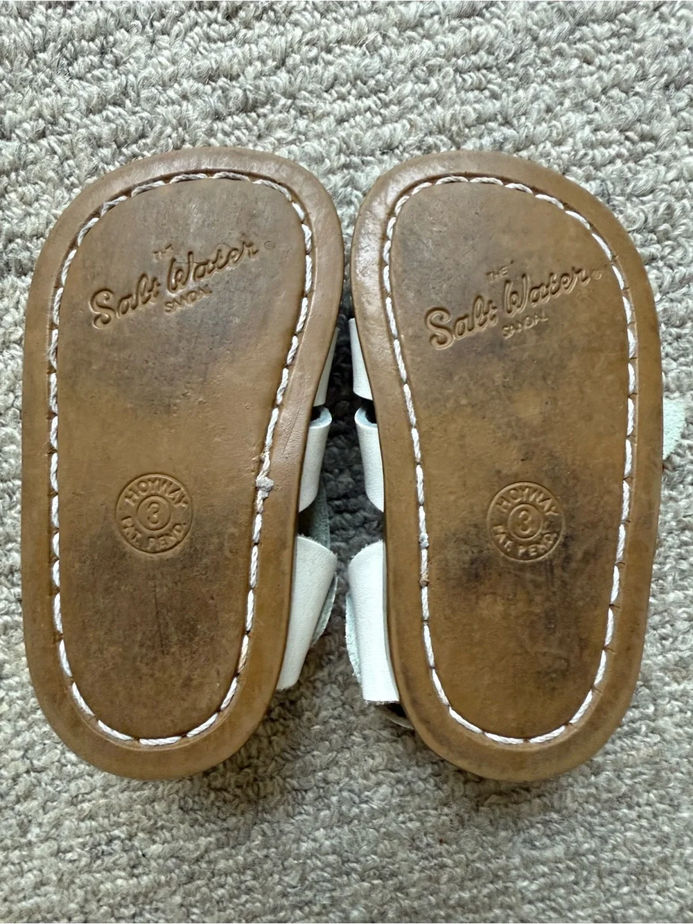 Salt Water sandals, White Toddler size 3